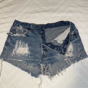Levi's Blue Distressed Jean Shorts